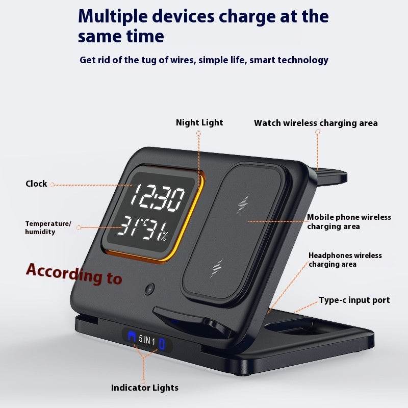 Veilleuse multifonctionnelle pour téléphone portable, support de chargement sans fil - Style & confort