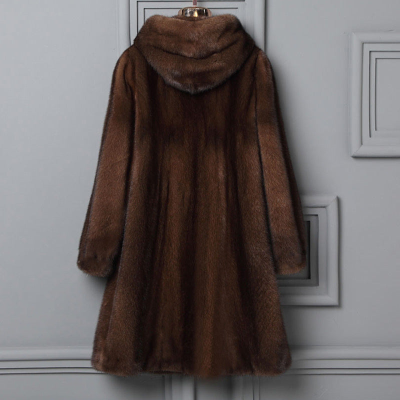 Autumn And Winter New Fur Hooded Casual Coat
