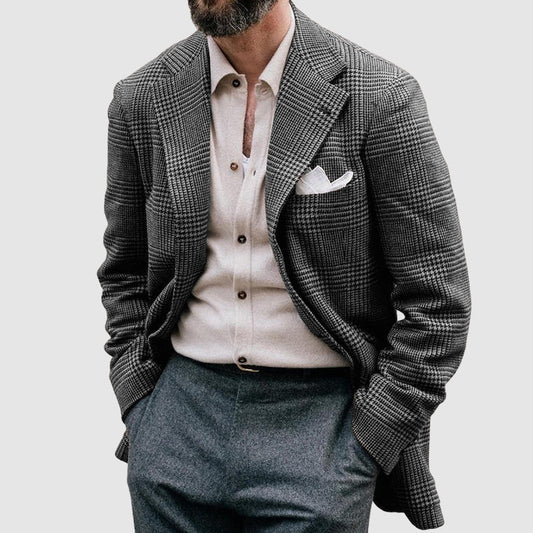 Casual Printed Double-breasted Suit Jacket For Men