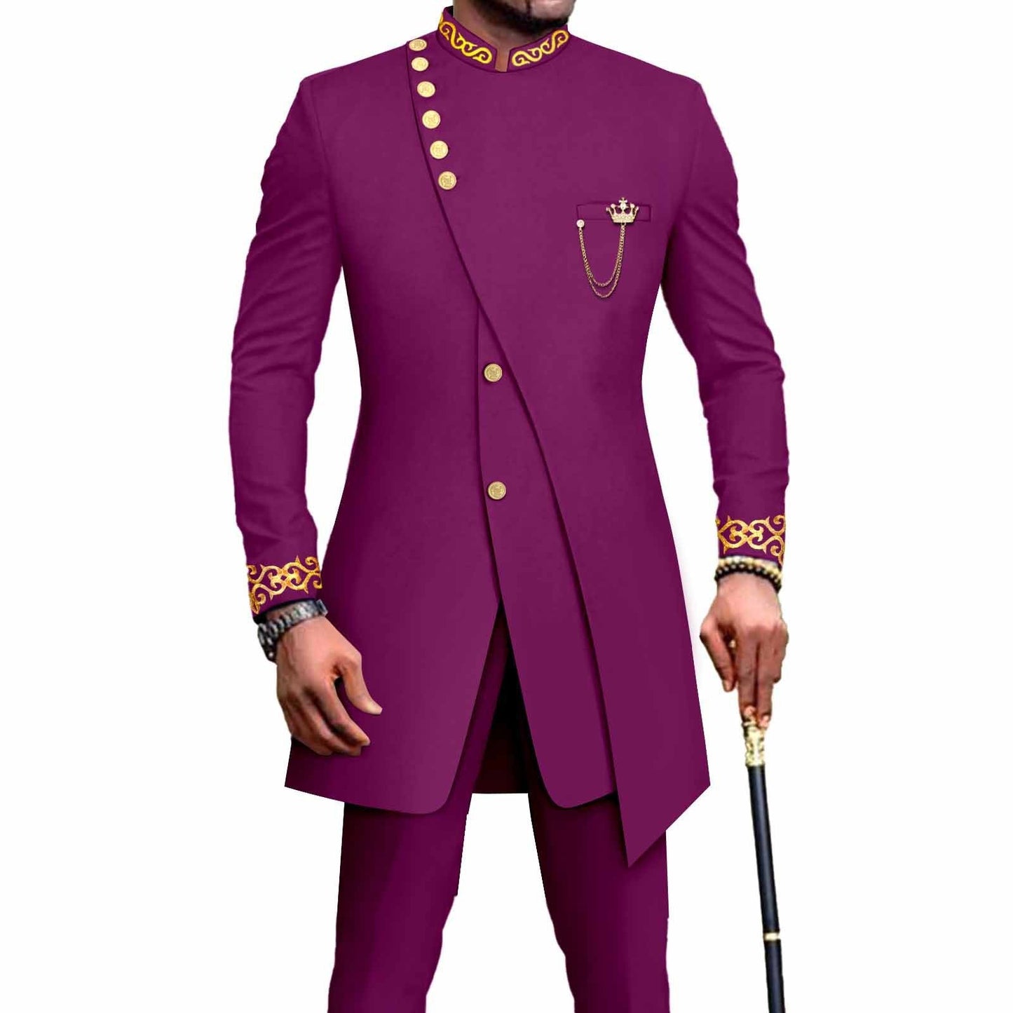 Costume deux pièces slim pour homme, model africain