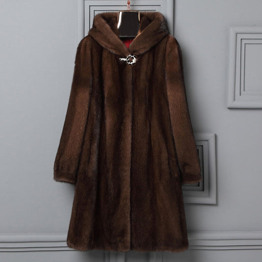 Autumn And Winter New Fur Hooded Casual Coat