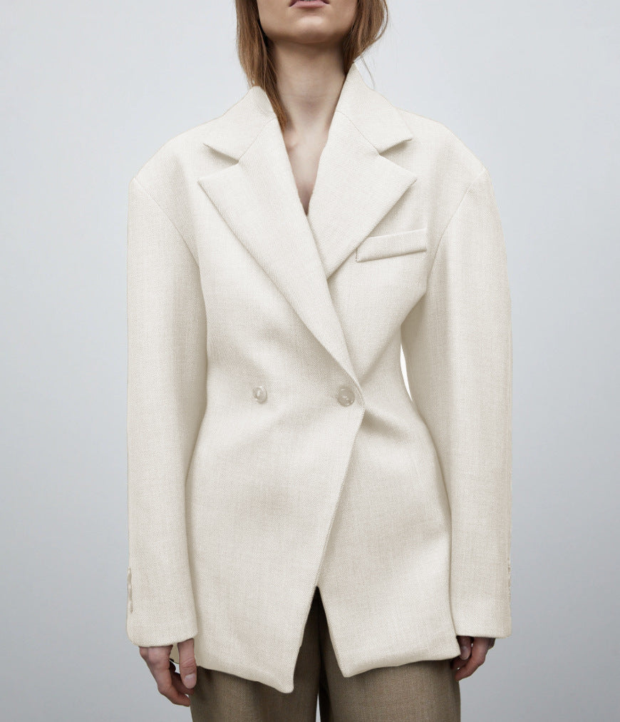 Autumn And Winter Women's Suit Advanced Static Luxury Elegant Lapel Baggy Coat