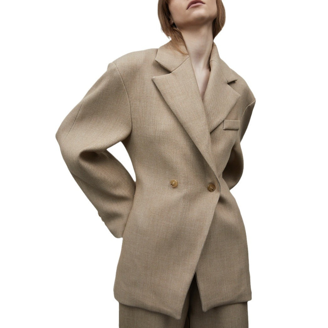 Autumn And Winter Women's Suit Advanced Static Luxury Elegant Lapel Baggy Coat