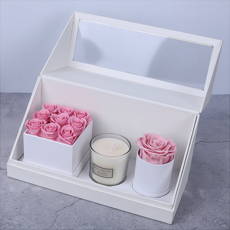 Coffret cadeau de bougies d'aromathérapie et de fleurs préservées