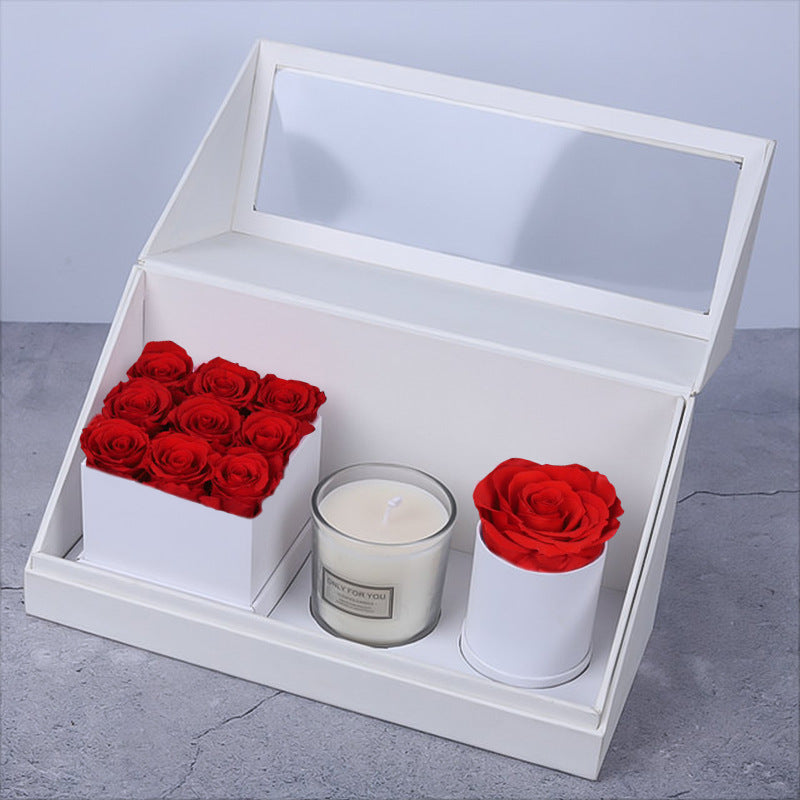 Coffret cadeau de bougies d'aromathérapie et de fleurs préservées