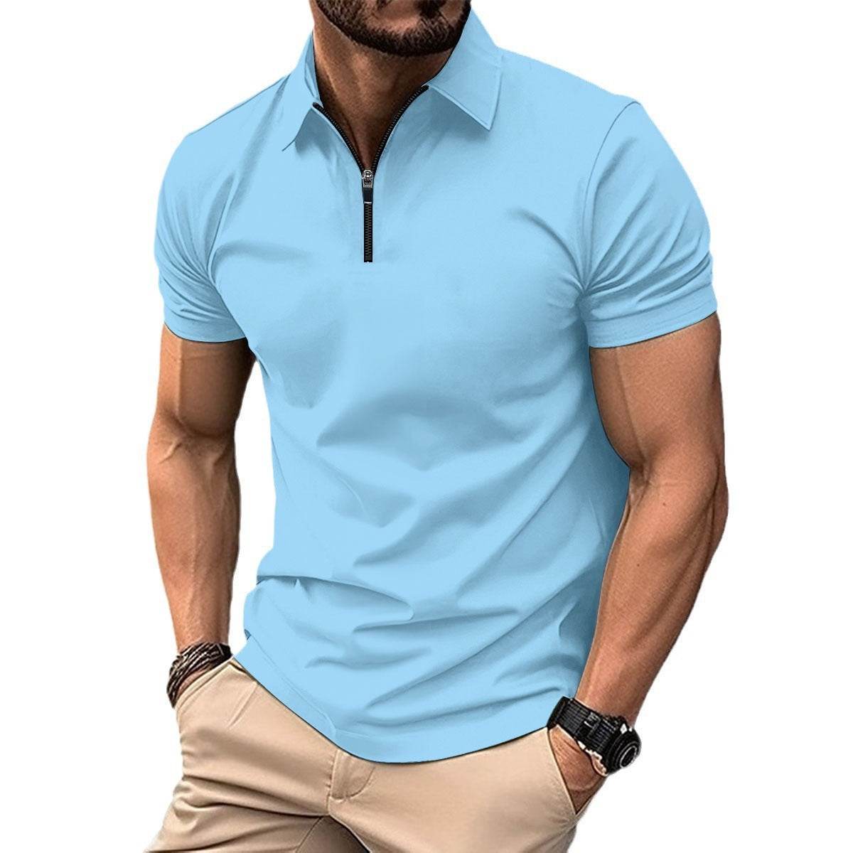 Haut à fermeture éclair de couleur unie pour hommes - Style & confort