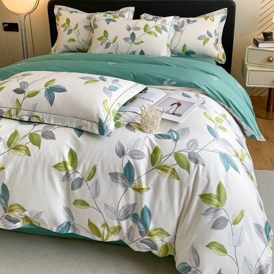 Housse de couette en coton quatre pièces, drap de lit, literie