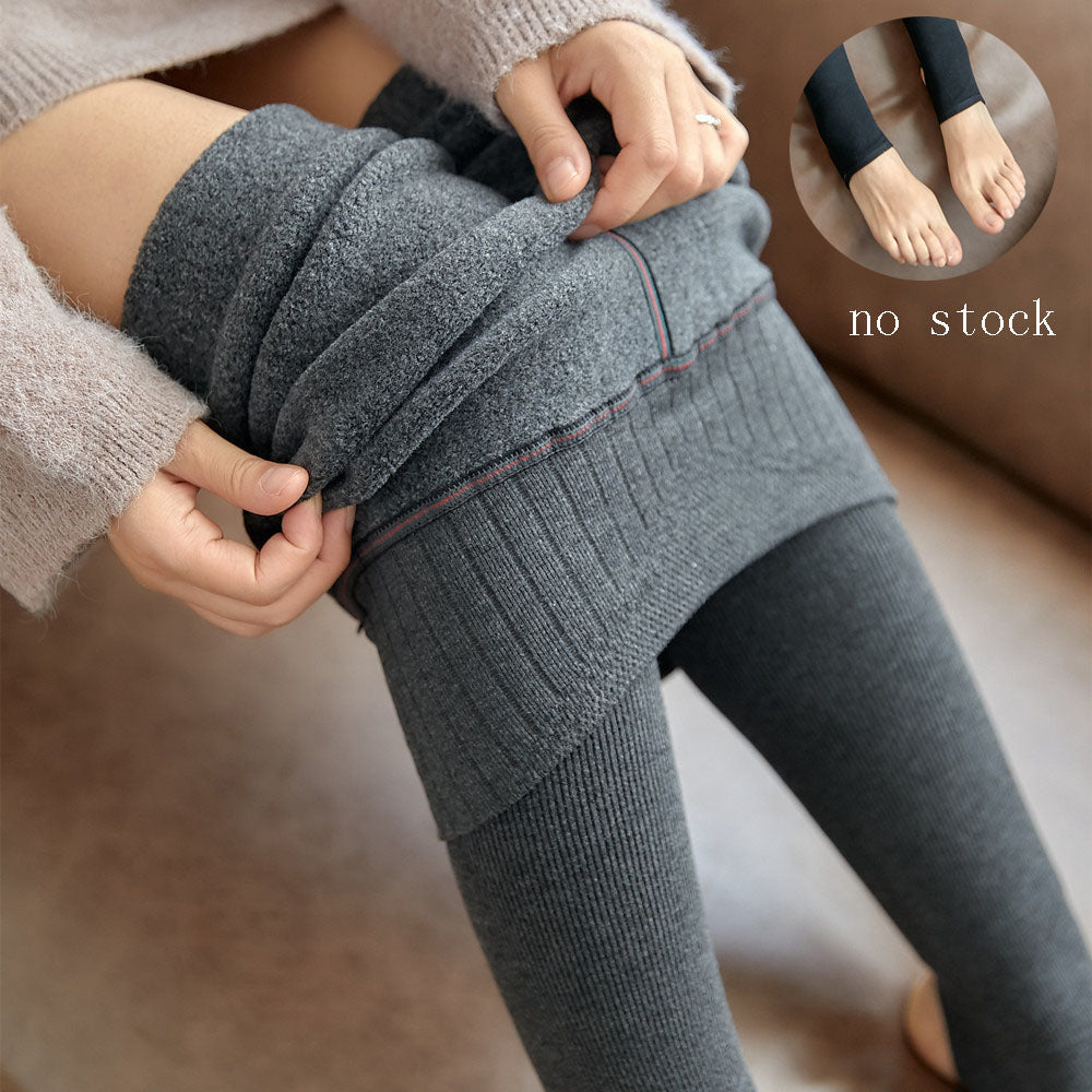 High Waist Stripes Leggings Winter Warm Woman Pants