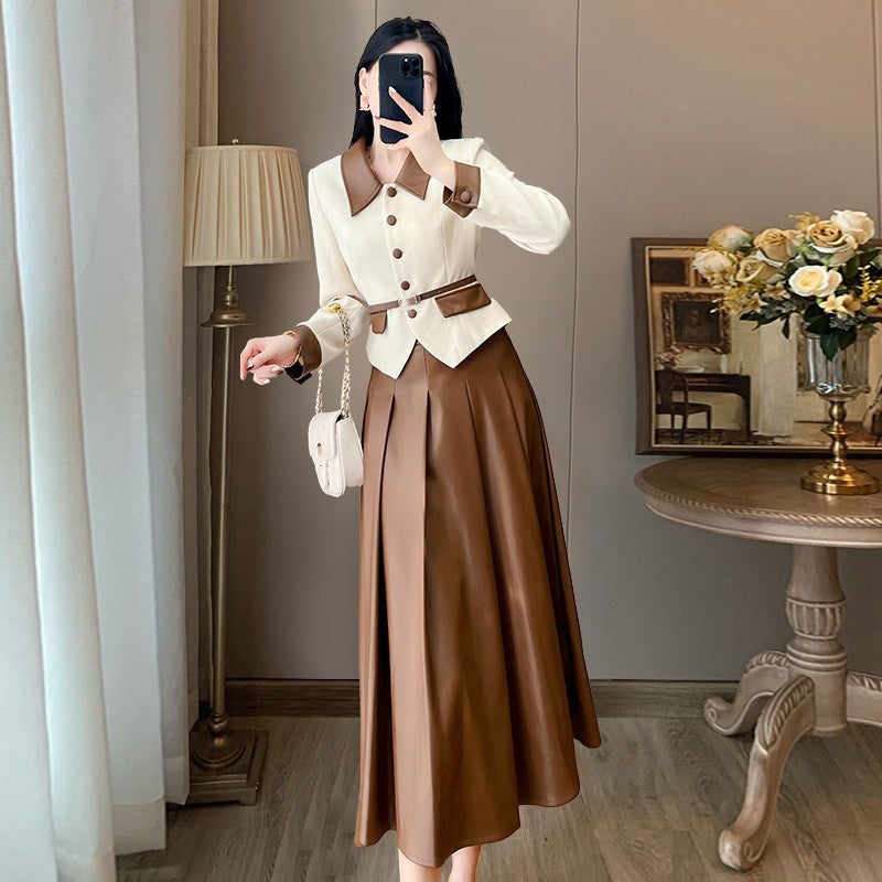 Damen Lederoverall mit Nähten