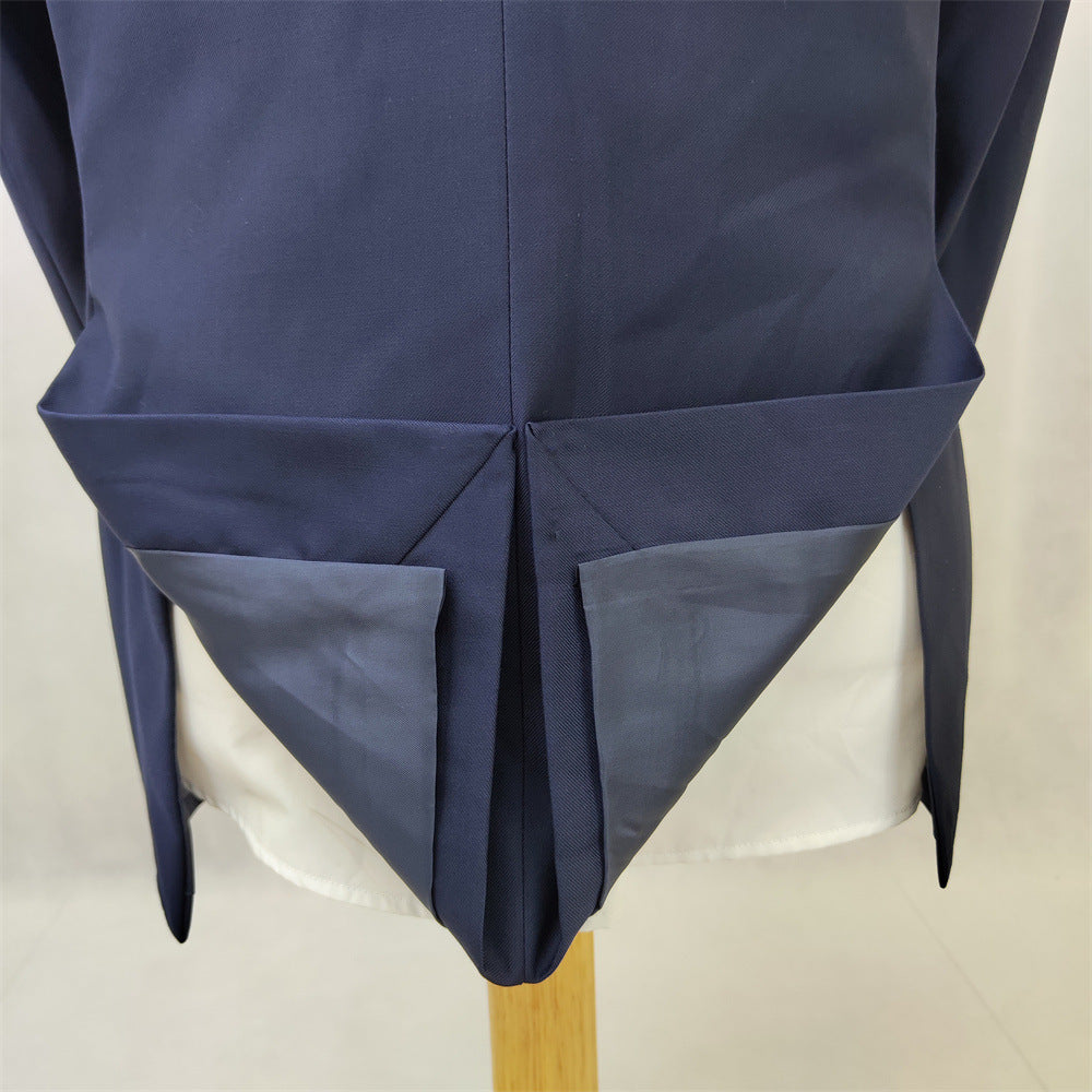 Costume coupe ajustée bleu marine pour homme, costume deux pièces