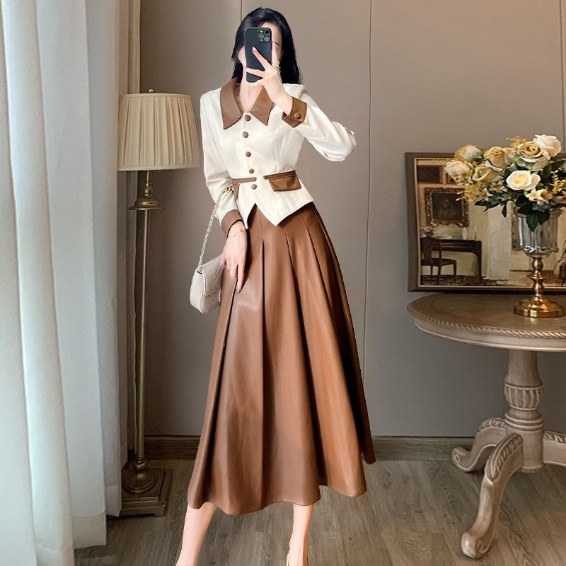 Damen Lederoverall mit Nähten