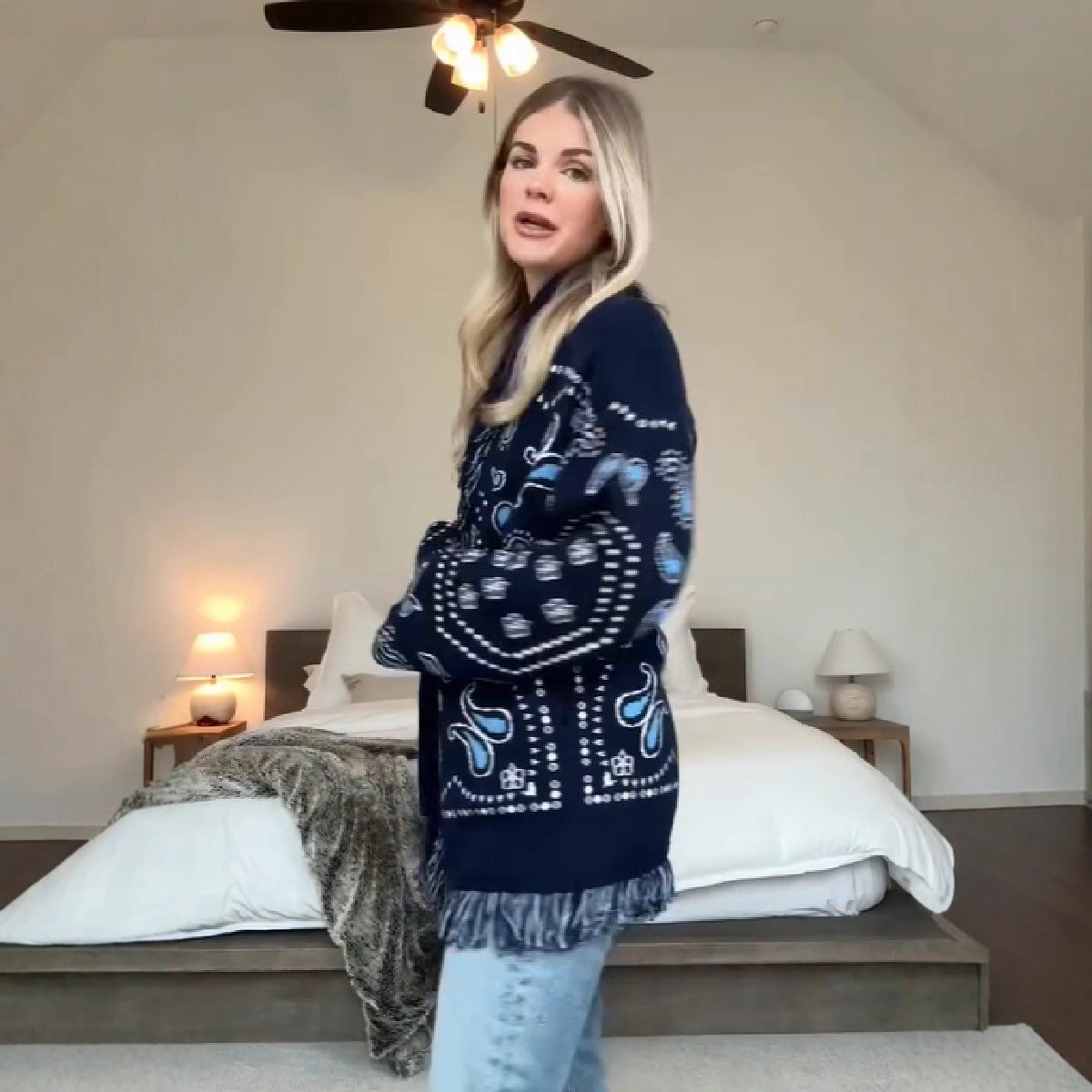 European And American Autumn And Winter New Cardigan Tassel Strap Fashion Sweater Slimming