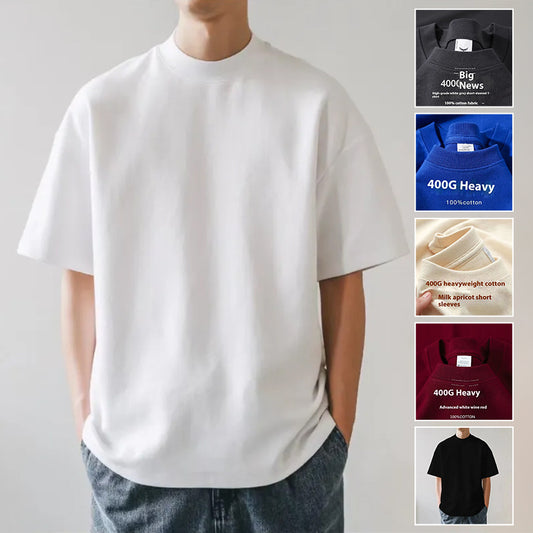 Men's Cotton T-shirt Retro Style Plain Short Sleeve Plus Size Trendy