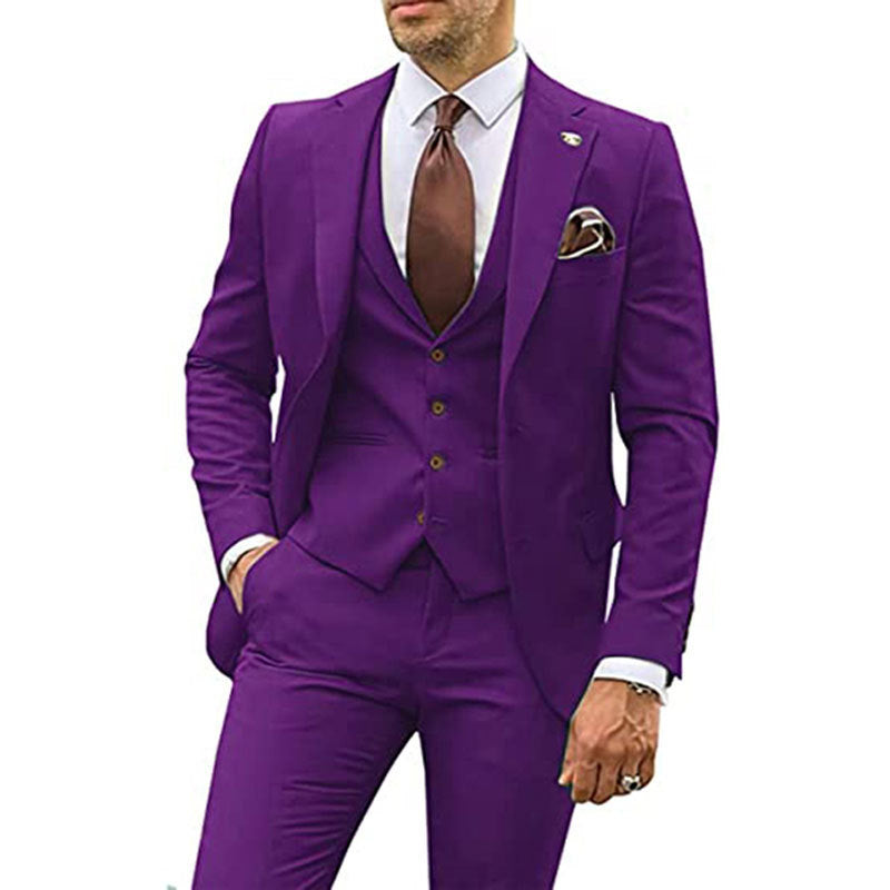 Costume trois pièces slim décontracté pour homme