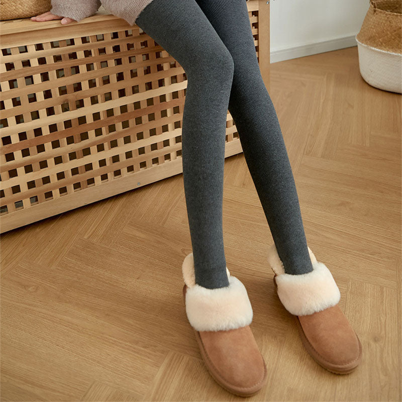 High Waist Stripes Leggings Winter Warm Woman Pants