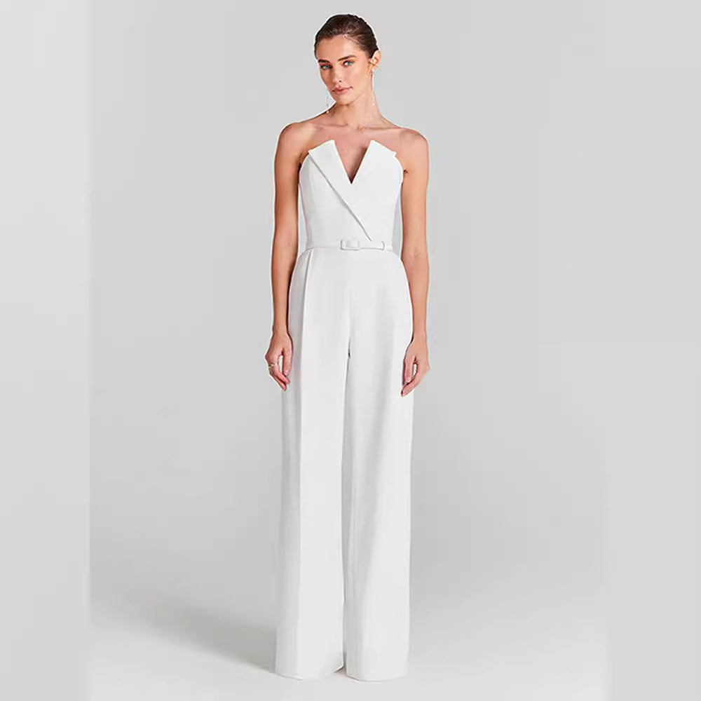 Casual jumpsuit with moss mesh top