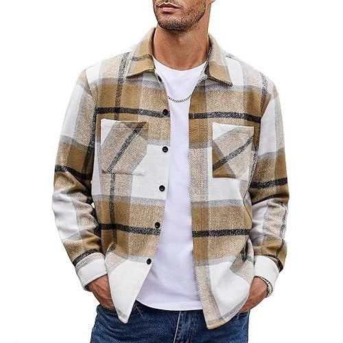 Plaid Casual Long Sleeve Jacket Versatile Shirt