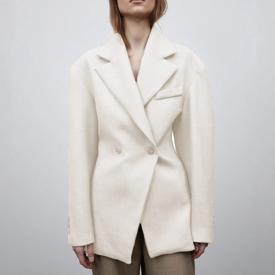 Autumn And Winter Women's Suit Advanced Static Luxury Elegant Lapel Baggy Coat