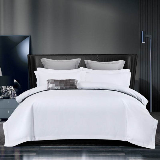 Ensemble de literie 4pcs en tissu pour hôtel, blanc pur - Style & confort