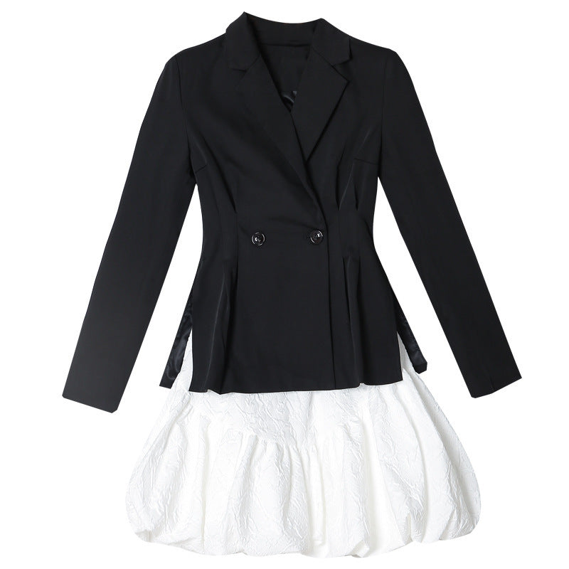 Two-piece set for women, small suit and short white skirt